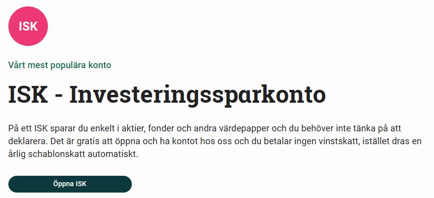 Öppna ett ISK-konto på Avanza.