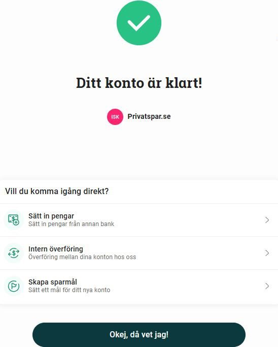 Ditt ISK-konto är skapat.